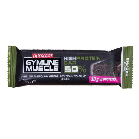 Barretta Proteica con vitamine - Gymline Muscle - High Protein Bar 50% - Gusto Brownie