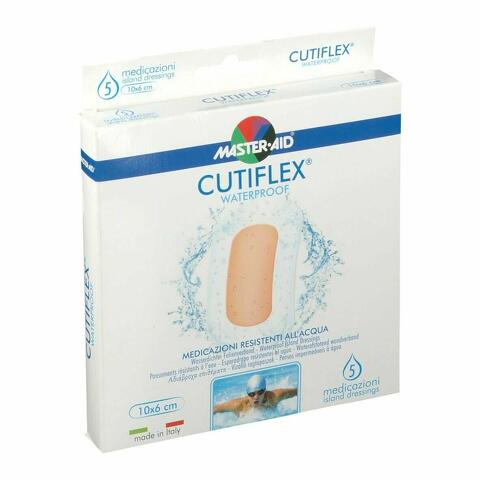 Cutiflex - Medicazione Autoadesiva Trasparente Impermeabile Contro Acqua E Batteri - 10x6 Cm 5 Pezzi