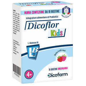 Dicoflor - Kids - 18 bustine orosolubili gusto frutti rossi