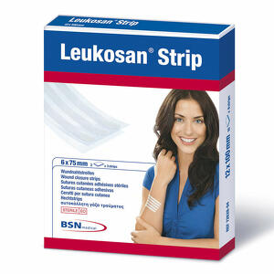Leukosan - Strip - Cerotto per sutura - 6x75mm - 2 Bustine da 3 cerotti