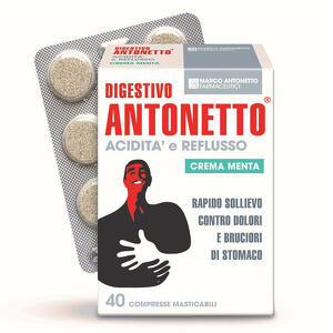 Digestivo Antonetto - Acidità e reflusso - Crema alla menta - 40 compresse masticabili